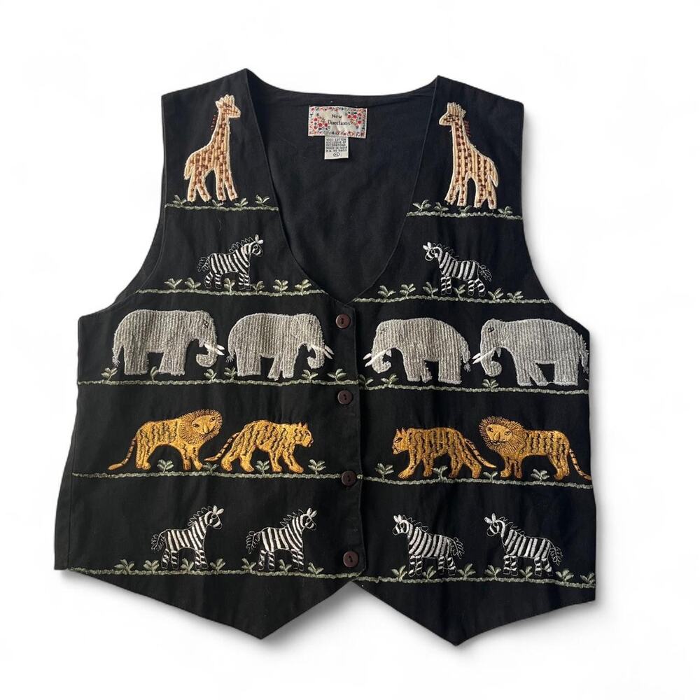 Vintage New Directions Embroidered Safari Animal Vest